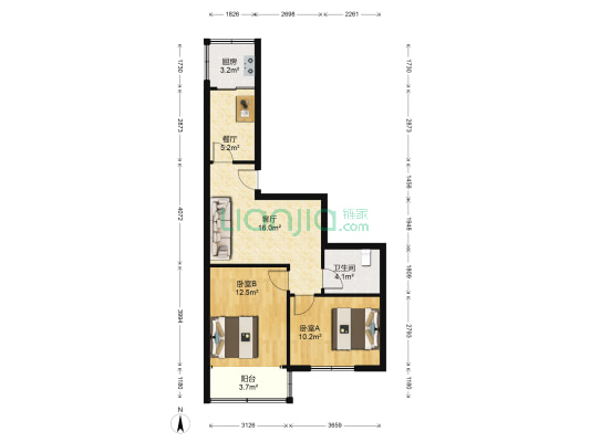 田家花园A区 2室2厅1卫 70平方