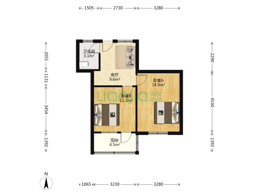 姜窑新村 2室1厅1卫 57平方