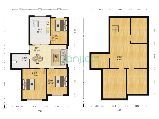 岭前街 3室1厅1卫 103平方