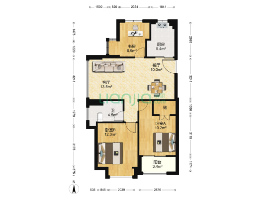 颐和名郡 3室2厅1卫 88平方