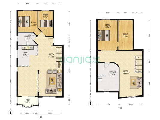 佳乐福新寓 3室2厅2卫 174平方