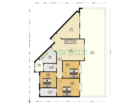 华菲苑 3室2厅2卫 124平方