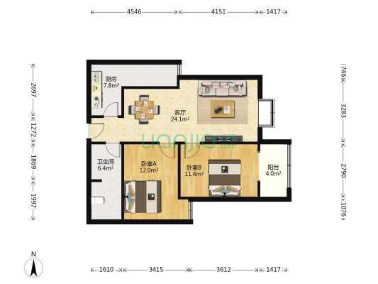 滨水怡景 2室1厅1卫 91平方