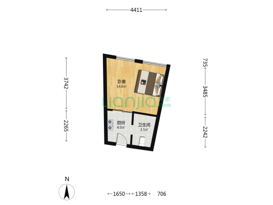 峙山北路249号 1室0厅1卫 38平方