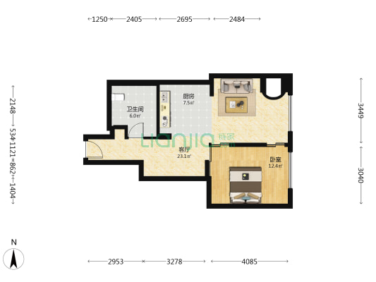 金桐拾贰 1室1厅1卫 77平方