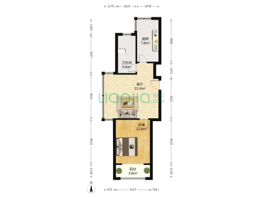 帝都嘉园 1室1厅1卫 75平方