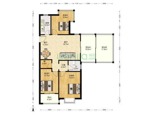 育龙湾 3室2厅1卫 105平方