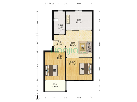 同泰文香苑 2室1厅1卫 78平方