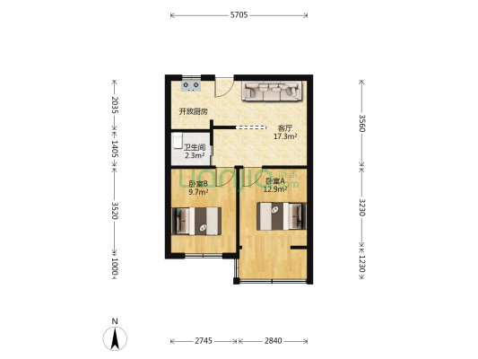新河坝 2室1厅1卫 50平方