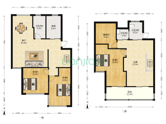南塘小区 3室1厅3卫 156平方