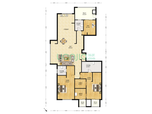 京港国际 3室1厅3卫 245平方