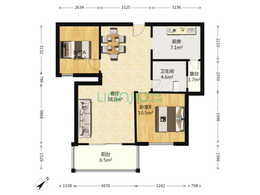 水韵天成玉兰苑 2室1厅1卫 84平方