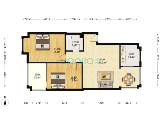 万春东路54号 2室1厅1卫 98平方