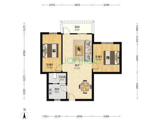 寺右南路 2室1厅1卫 64平方
