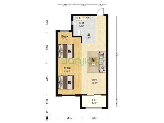 潮悦 2室1厅1卫 75平方