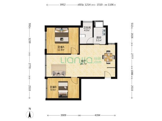 中胜大楼 2室1厅1卫 76平方