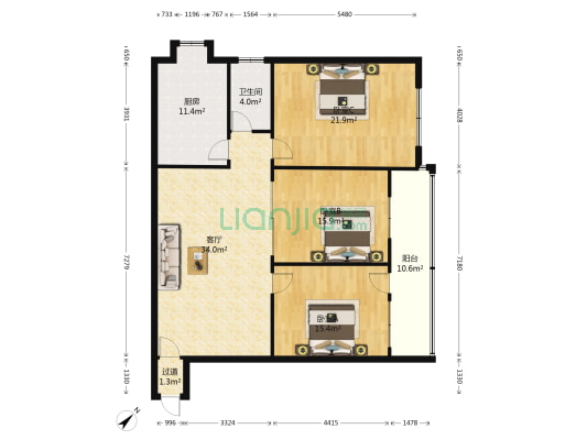 天海综合楼 3室1厅1卫 132平方