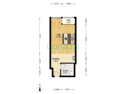 山海名门 1室0厅1卫 55平方
