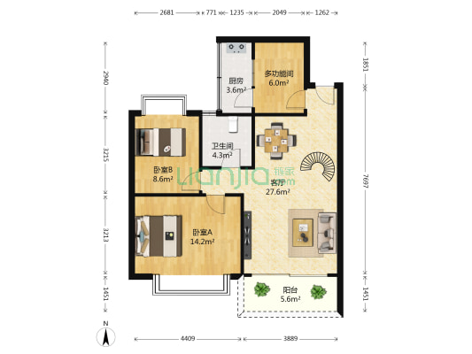 大展雅苑 3室1厅1卫 76平方