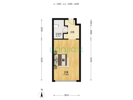 新兴际华财富广场 1室0厅1卫 46平方