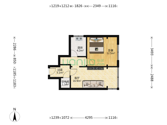 东方小区(南河路) 1室1厅1卫 50平方