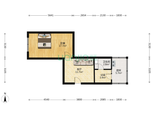 宾馆路35号 1室1厅1卫 62平方