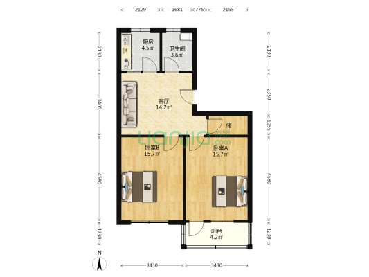 大东桥51号 2室1厅1卫 72平方