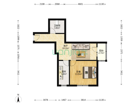 环盛里 1室1厅1卫 36平方