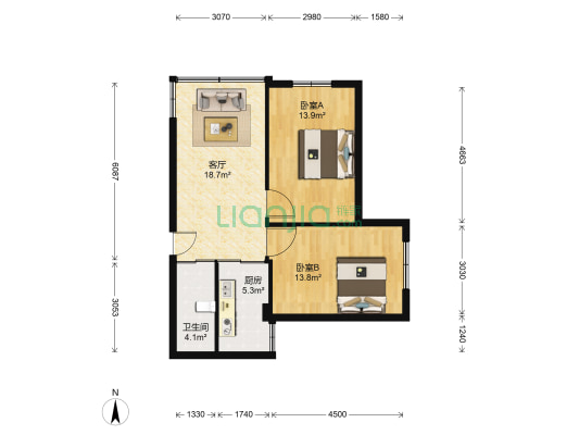 迎祥大楼 2室1厅1卫 76平方