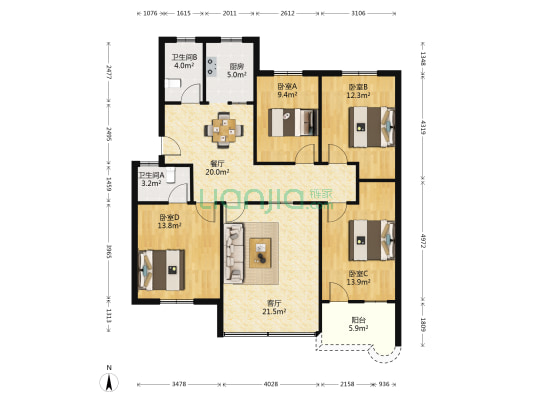 浣纱支路 4室2厅2卫 131平方