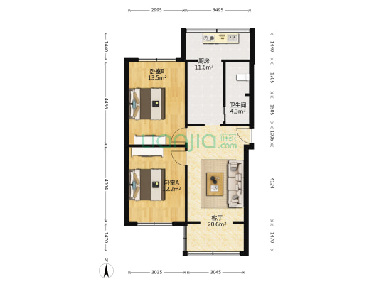 石人正街88号 2室1厅1卫 79平方