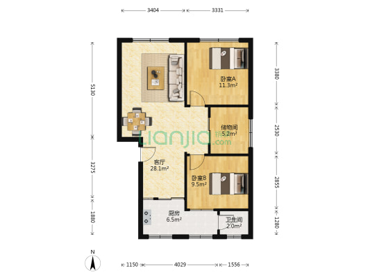 凤凰苑 2室1厅1卫 81平方