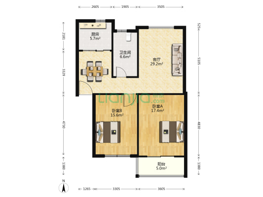 桂花园一期 2室1厅1卫 101平方