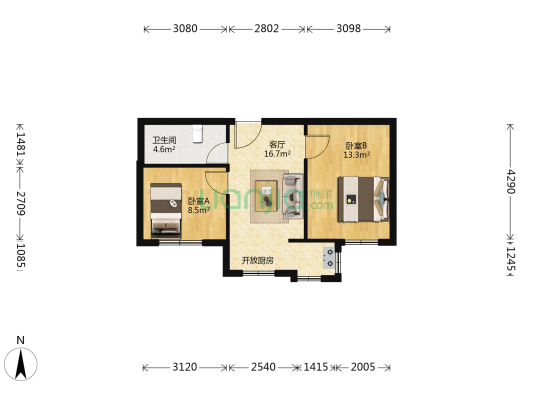 和泰金葵园 2室1厅1卫 60平方