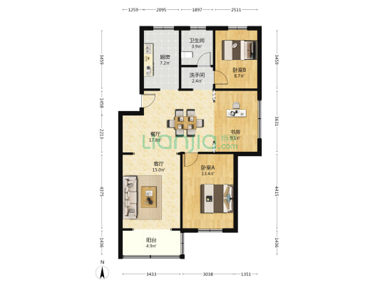 御茶山庄 3室2厅2卫 98平方