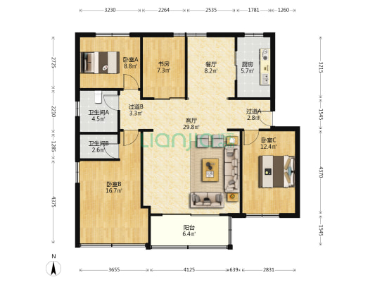 泰安商城 4室2厅2卫 120平方