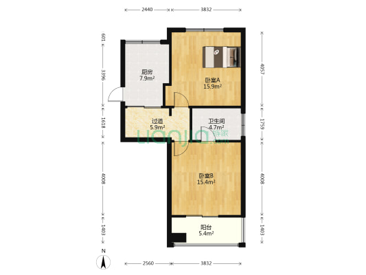 新安小区 2室0厅1卫 60平方