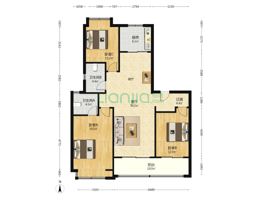 玖樾印象 3室1厅2卫 131平方