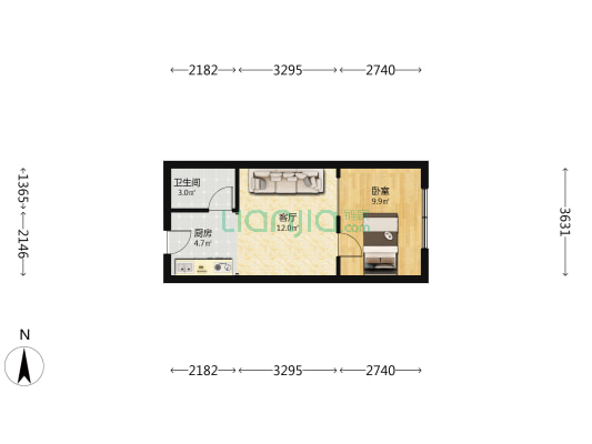 三和公寓 1室1厅1卫 40平方
