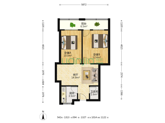 广西电网有限责任公司桂林培训中心南溪基地生活区 2室1厅1卫 57平方