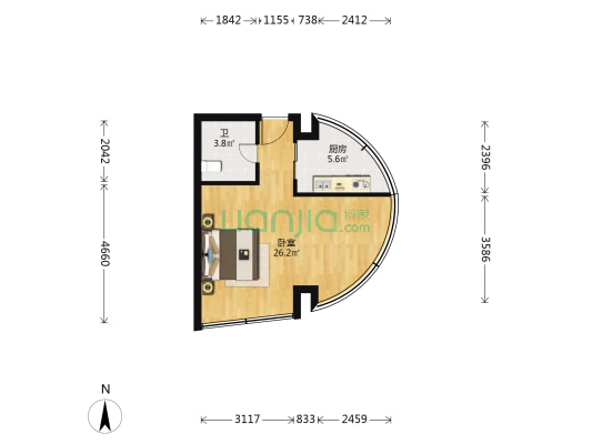 怡和第一城 1室0厅1卫 57平方