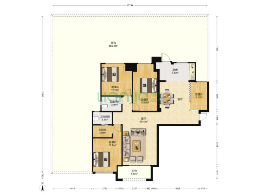 融信大卫城B区 4室1厅2卫 150平方