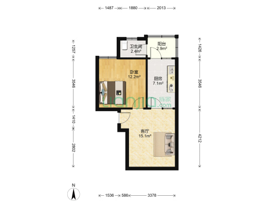 桂苑西村 1室1厅1卫 49平方