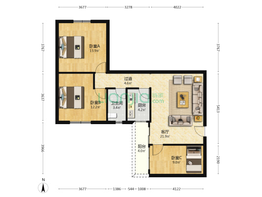 永福路89号大院 3室1厅1卫 85平方