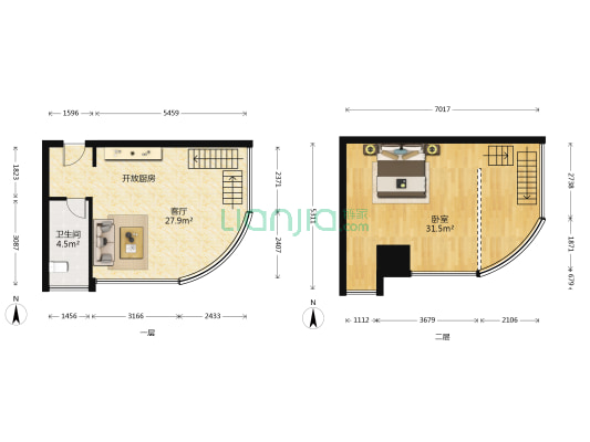 华强城市广场云瓴 1室1厅1卫 57平方