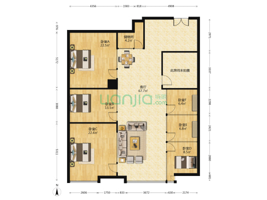 华腾新天地大厦 6室1厅0卫 221平方