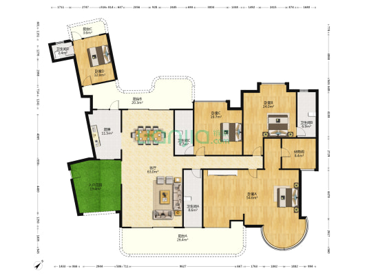 锦江豪庭 4室1厅4卫 309平方
