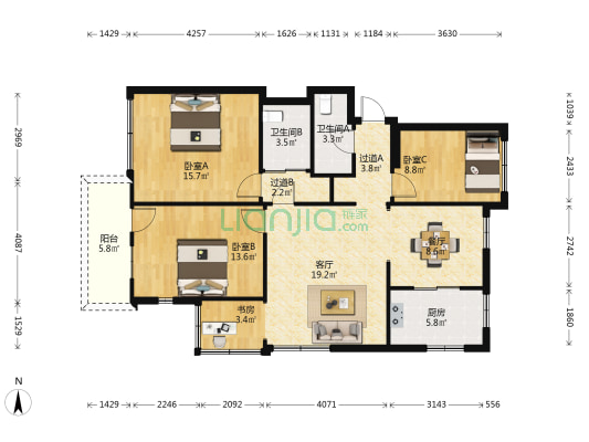 文昌路36号 4室2厅2卫 110平方