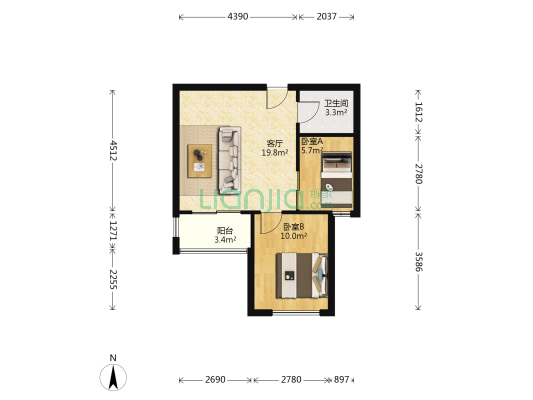 新华联广场 2室1厅1卫 68平方