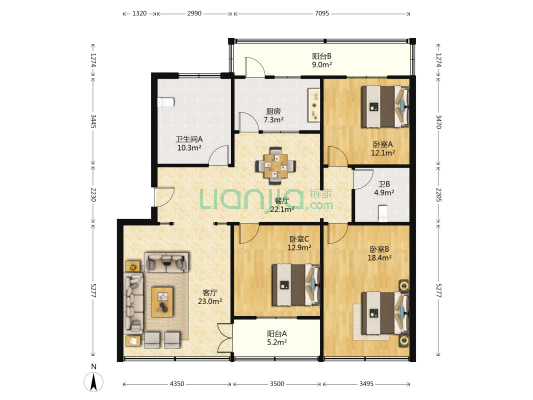 县府西街9号 3室2厅2卫 136平方